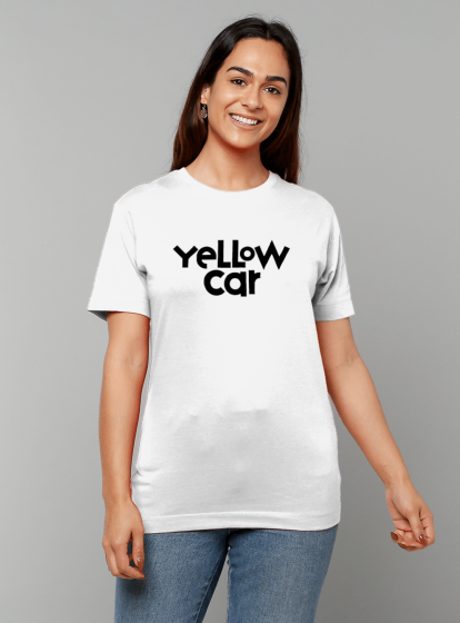 Yellow Car Unisex Heavy Cotton White T-Shirt