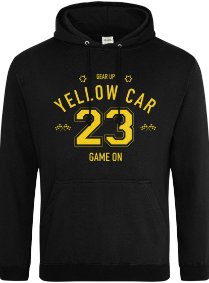 Yellow Car Unisex College Hoodie - Gear Up, Game On!!